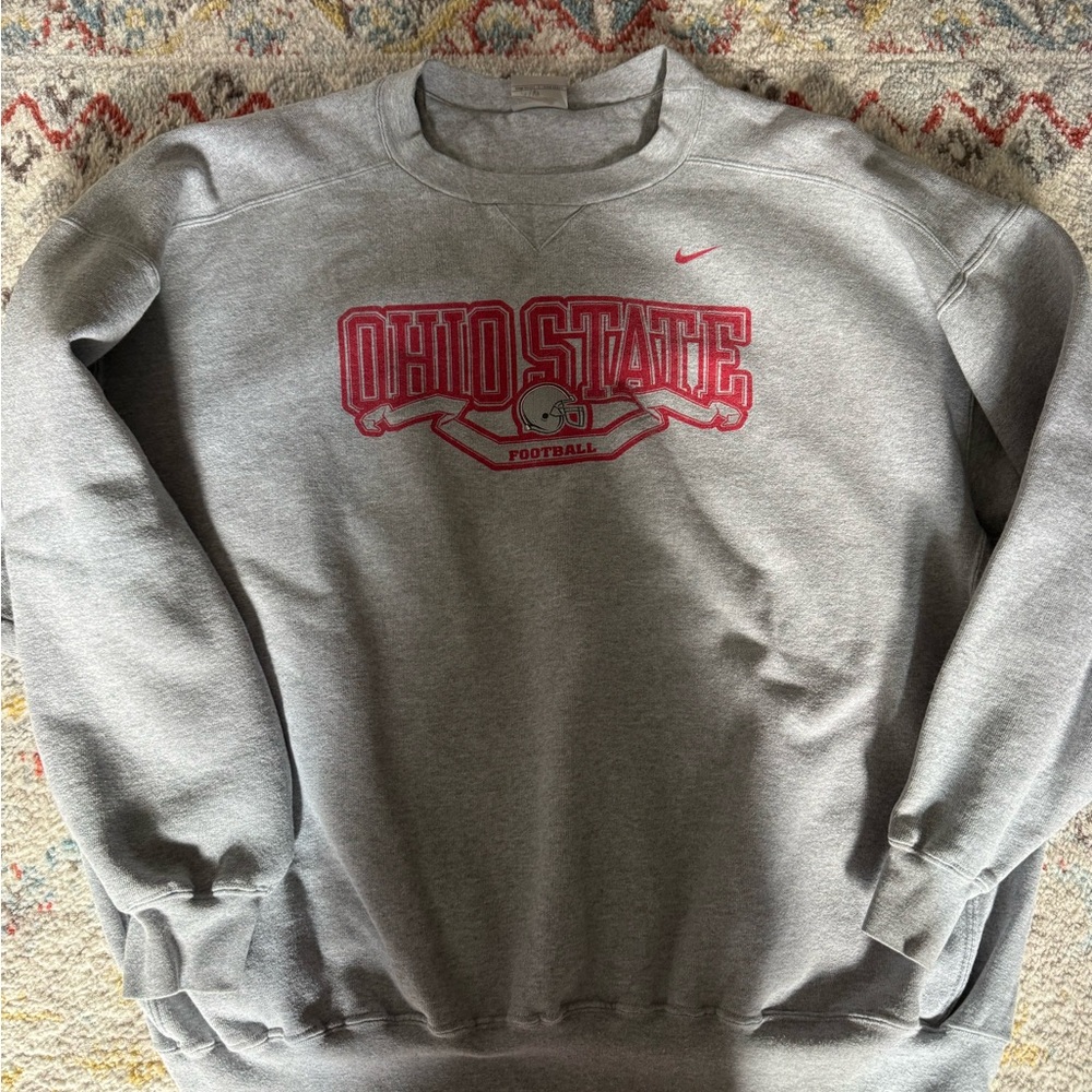 Nike Gray Crewneck Sweatshirt with Red Ohio State Graphic